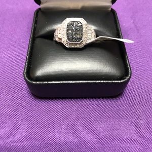 Sterling Silver With White And Black Diamonds